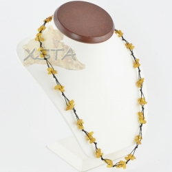 Raw amber necklace honey threaded chips